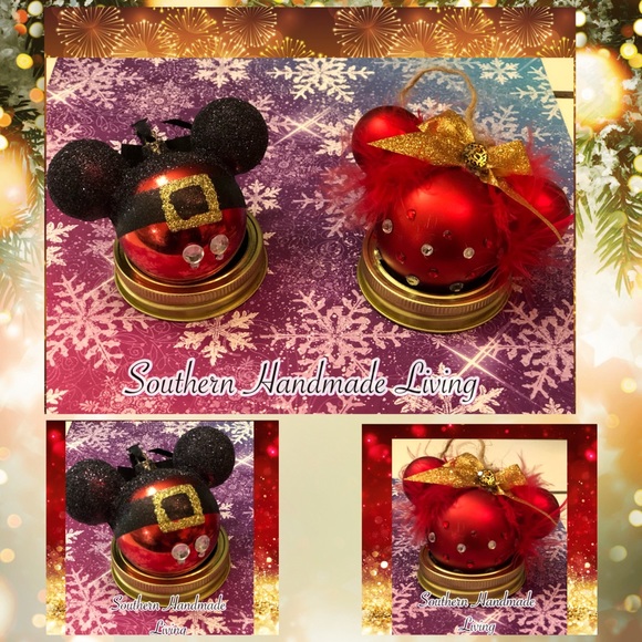Handmade Mickey and Minnie ornaments set - Picture 2 of 4
